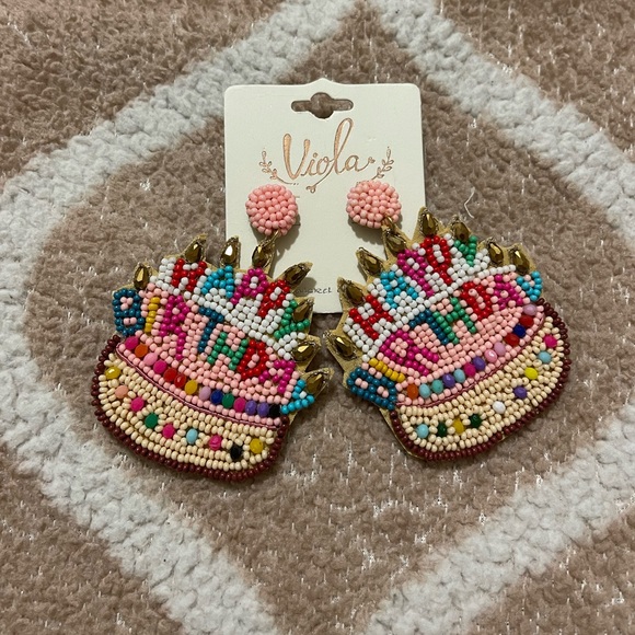Birthday Cake Party Celebration Colorful Earrings - Picture 2 of 4